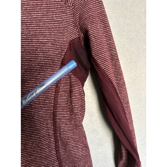 Lululemon Athletica Sz 4 Striped Long Sleeve Thumbhole Zip Pocket Workout Top - Picture 2 of 8